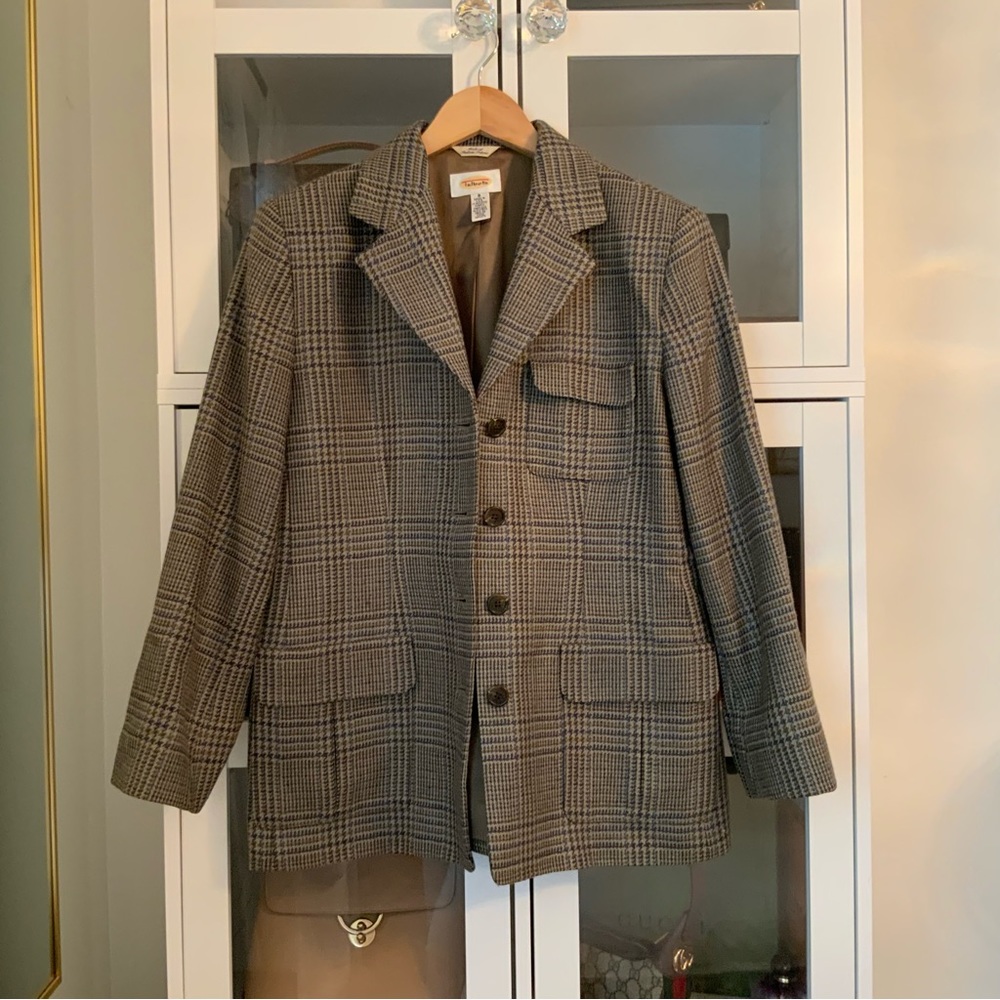 Talbots Check Plaid Lambwool Blazer Jacket Size 8